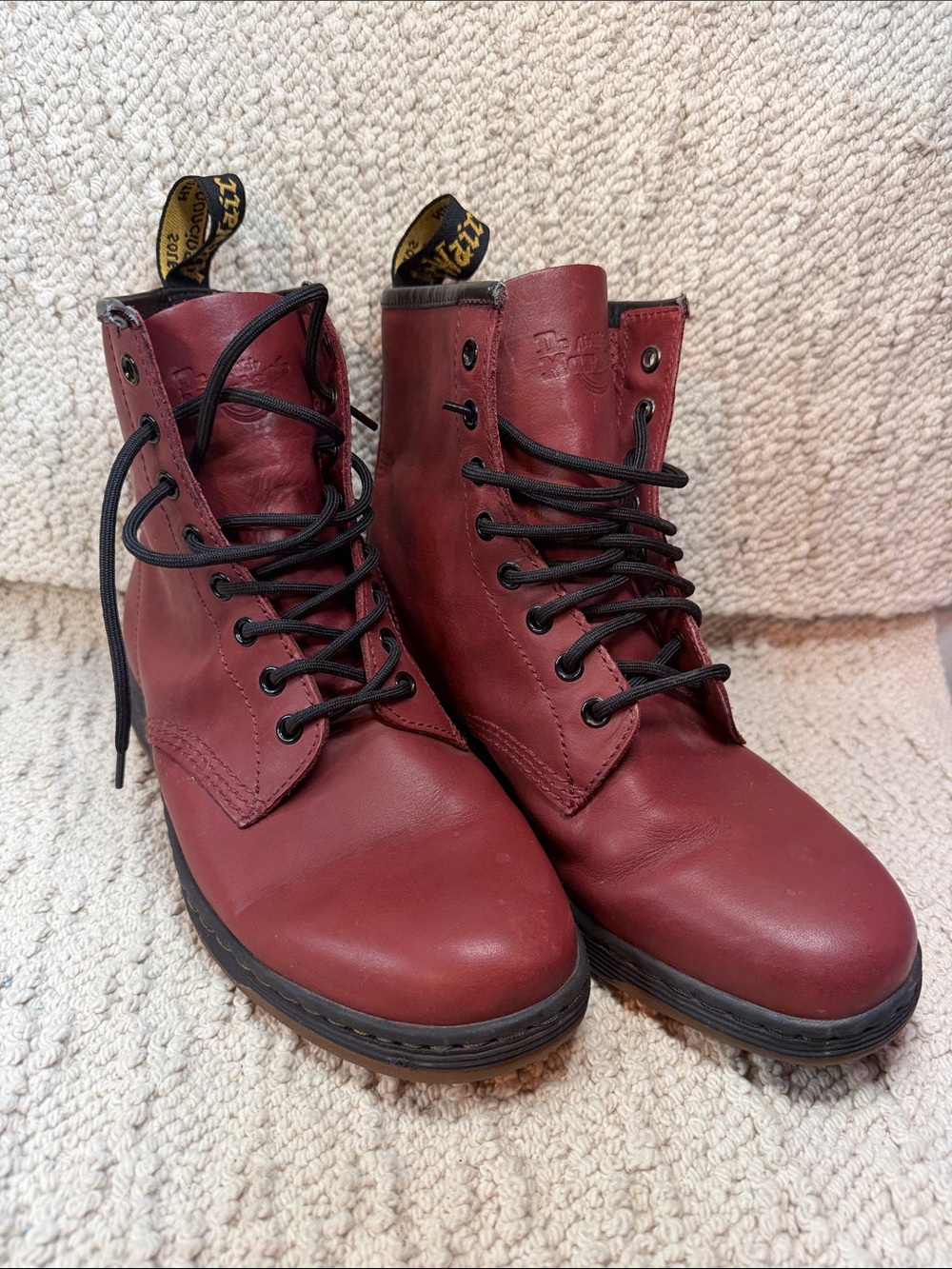 Dr. Martens Burgundy Leather Lace-Up Boots Size 10w